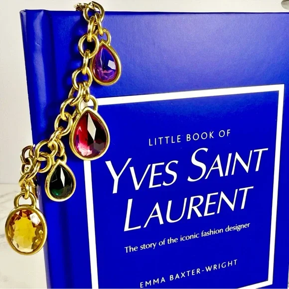 Yves Saint Laurent Ultra Rare Gold Plated Multicolored Jewel Charm Bracelet - Picture 5 of 12